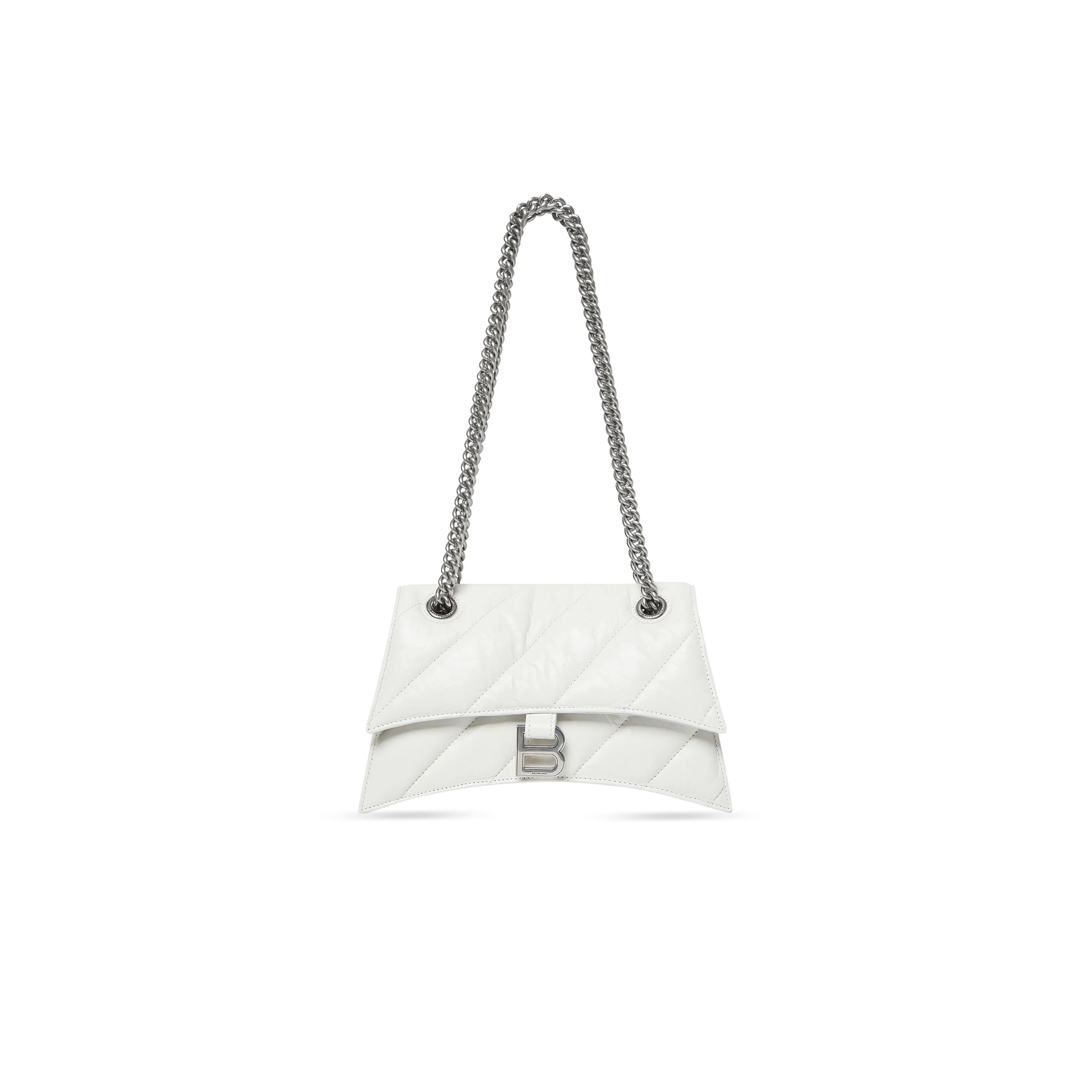 Ba1en*iaga women''s crush chain bag in small white 716351210j09001 (24.9*15*7.9cm)